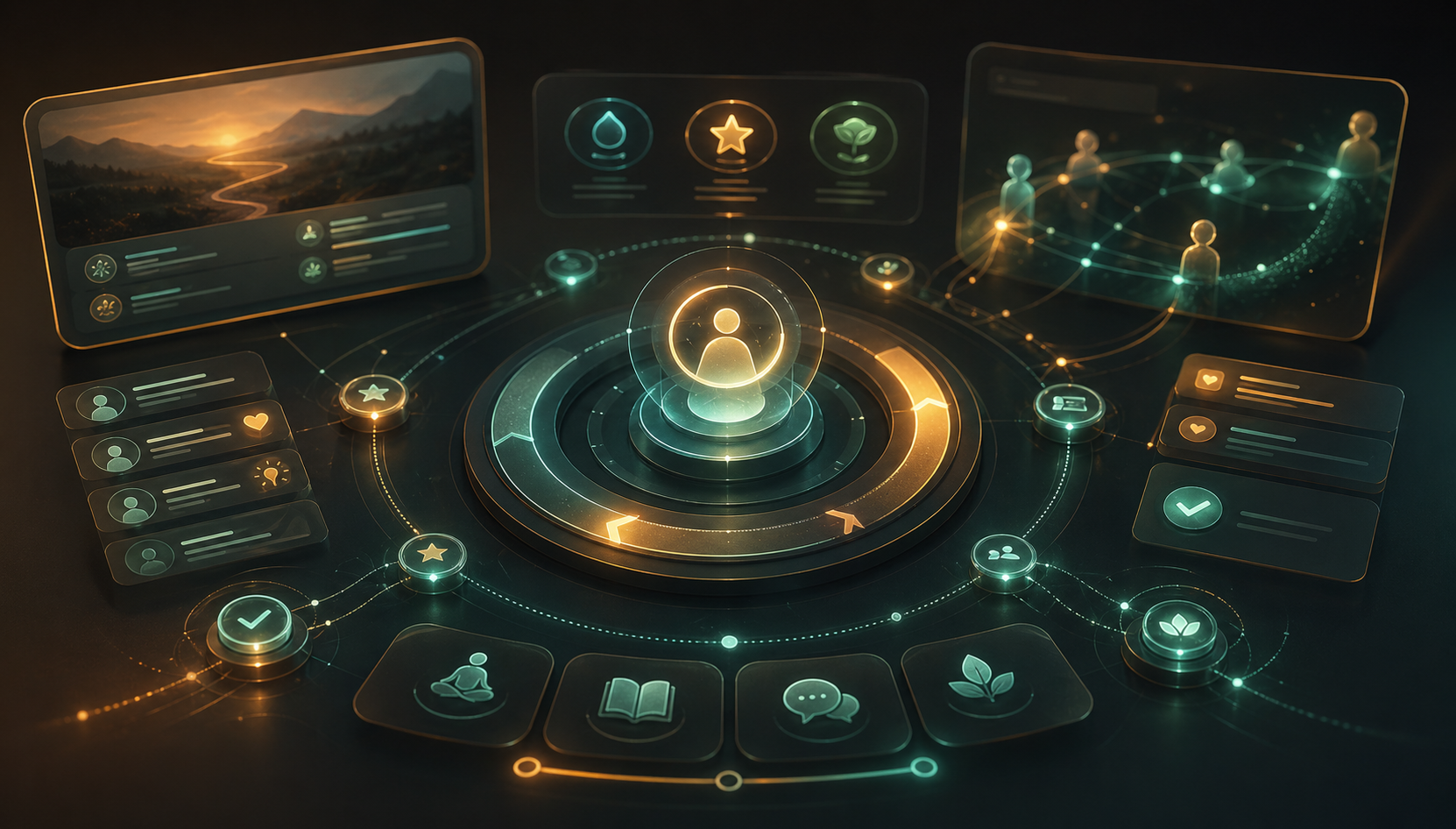 A premium abstract interface for a digital engagement engine